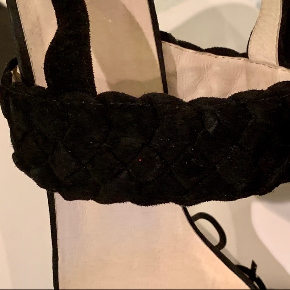 Black Suede Block Heel Platform Heels - Picture 7 of 14